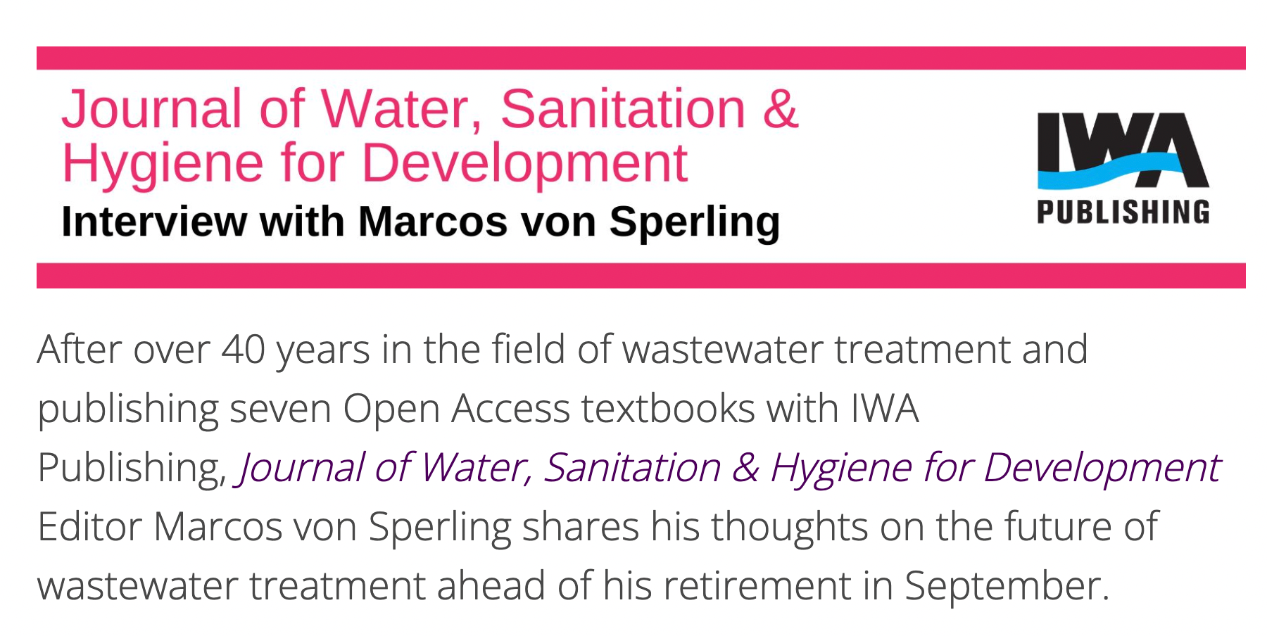 Water, Sanitation & Hygiene Editor shares his thoughts on the future of wastewater treatment
