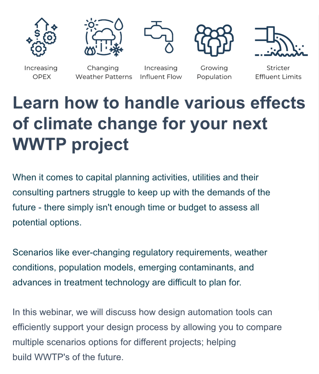 Prepare your WWTP for unpredictable decades starting in the conceptual design phase